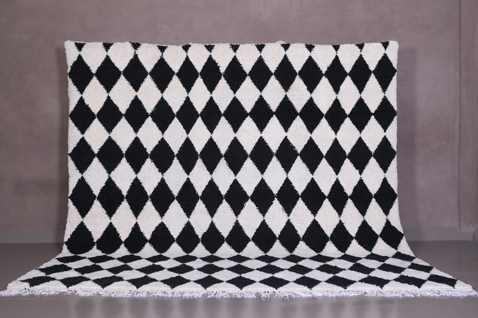 Handmade Moroccan Rug - Black and White Diamond Area Rug