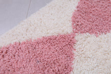 Pink and White Harlequin Moroccan Rug - Handmade Wool Carpet