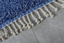 All Wool Beni Ourain Rug - Blue Custom Berber Carpet