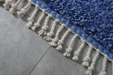 All Wool Beni Ourain Rug - Blue Custom Berber Carpet