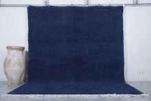 Handmade Atlantic Blue Moroccan Rug - Solid Custom Wool Carpet