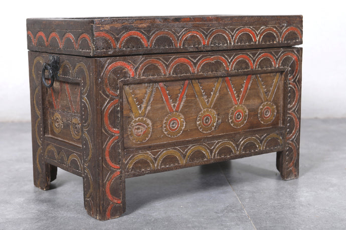 Vintage Moroccan chest  H 13.7 INCHES X W 19.8 INCHES X D 11.4 INCHES