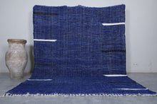 Deep Blue Moroccan Rug - Handwoven Wool Berber Carpet