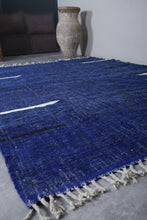 Deep Blue Moroccan Rug - Handwoven Wool Berber Carpet