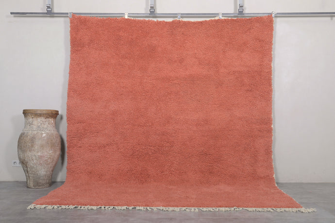 Terracotta Moroccan Wool Rug - Handcrafted Berber Carpet