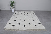 Handwoven Moroccan Rug with Black Crosses - Custom Wool Rug