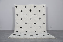 Handwoven Moroccan Rug with Black Crosses - Custom Wool Rug