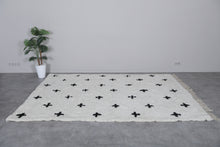 Handwoven Moroccan Rug with Black Crosses - Custom Wool Rug