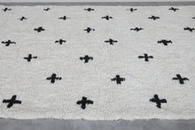 Handwoven Moroccan Rug with Black Crosses - Custom Wool Rug