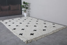 Handwoven Moroccan Rug with Black Crosses - Custom Wool Rug