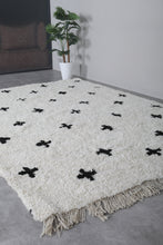 Handwoven Moroccan Rug with Black Crosses - Custom Wool Rug