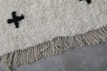 Handwoven Moroccan Rug with Black Crosses - Custom Wool Rug