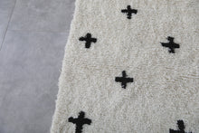 Handwoven Moroccan Rug with Black Crosses - Custom Wool Rug