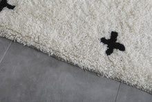 Handwoven Moroccan Rug with Black Crosses - Custom Wool Rug