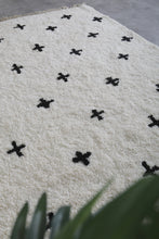 Handwoven Moroccan Rug with Black Crosses - Custom Wool Rug