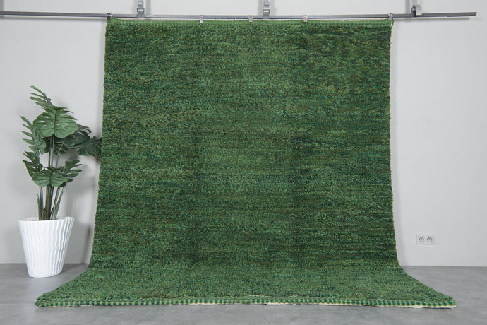 Handwoven Moroccan rug - custom green carpet - Wool rug