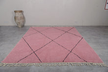 Moroccan Rug - Handmade Custom Area Rug | Pink with Black Accents