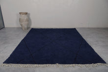 Midnight Blue Wool Rug - Geometric Elegance