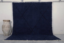 Midnight Blue Wool Rug - Geometric Elegance