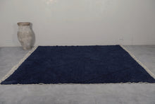 Midnight Blue Wool Rug - Geometric Elegance