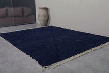 Midnight Blue Wool Rug - Geometric Elegance