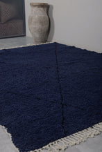 Midnight Blue Wool Rug - Geometric Elegance