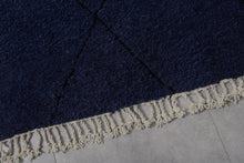 Midnight Blue Wool Rug - Geometric Elegance