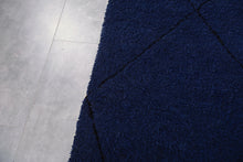 Midnight Blue Wool Rug - Geometric Elegance