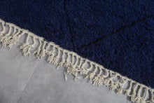 Midnight Blue Wool Rug - Geometric Elegance