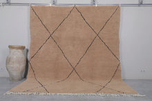 Moroccan Rug - Handmade Custom Area Rug | Beige with Black Accents