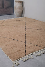 Moroccan Rug - Handmade Custom Area Rug | Beige with Black Accents