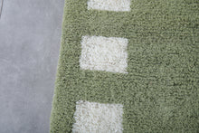 Olive Green Moroccan Wool Rug - Handwoven Berber Carpet with Geometric Charm