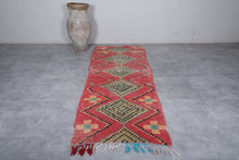 Boucherouite Moroccan rug 3.4 X 9.2 Feet