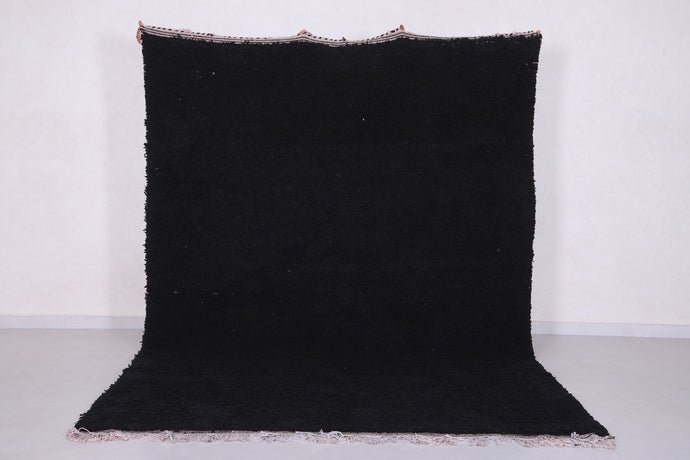 Solid Black Moroccan Rug | Handcrafted Wool Carpet