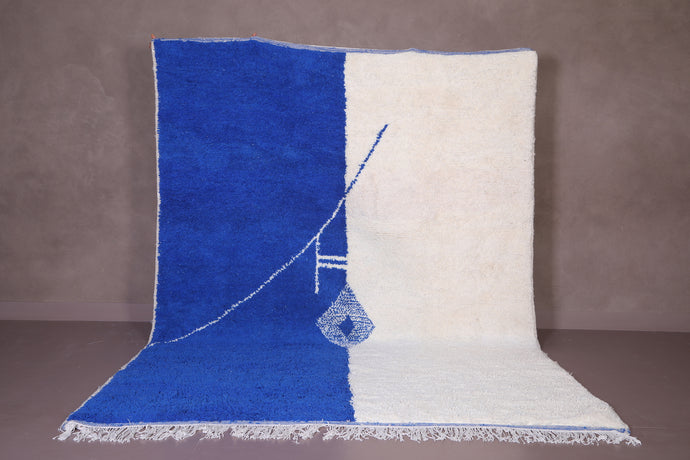 Blue and White Beni Ourain Rug - Handmade Berber Carpet