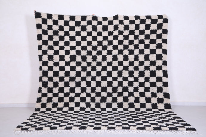 Custom Black and White Checkered Rug – Handmade Moroccan Carpet