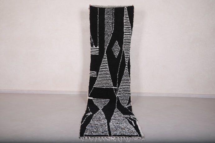 Black and White Runner Rug - Geometric Handmade Berber Carpet