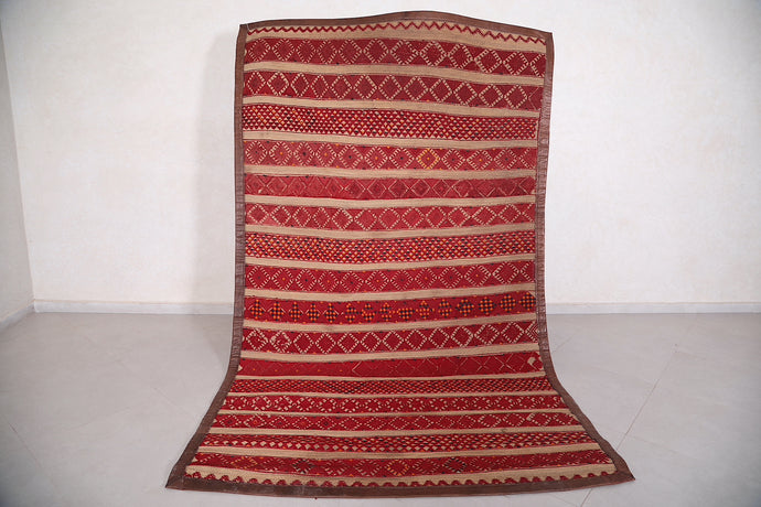 Moroccan Hassira Mat - 5.4 FT X 9.6 FT | Handwoven Tribal Rug