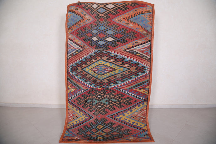 Moroccan Hassira Mat - 4.1 FT X 6.8 FT | Vibrant Tribal Rug