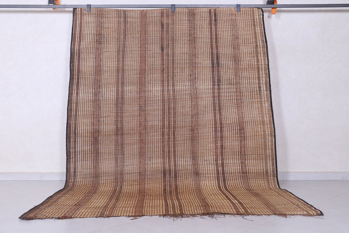 Authentic Tuareg Mat Rug - 6.2 x 8.4 Feet | Handwoven Nomadic Craft