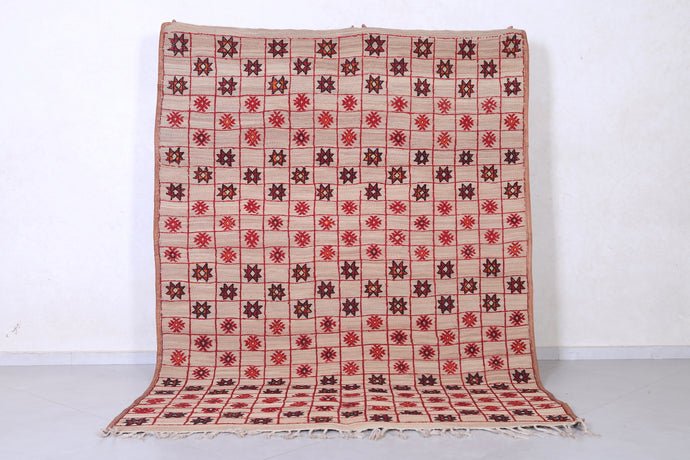 Vintage Moroccan Rug - 6.7 x 9.4 ft | Handwoven Star Pattern Carpet